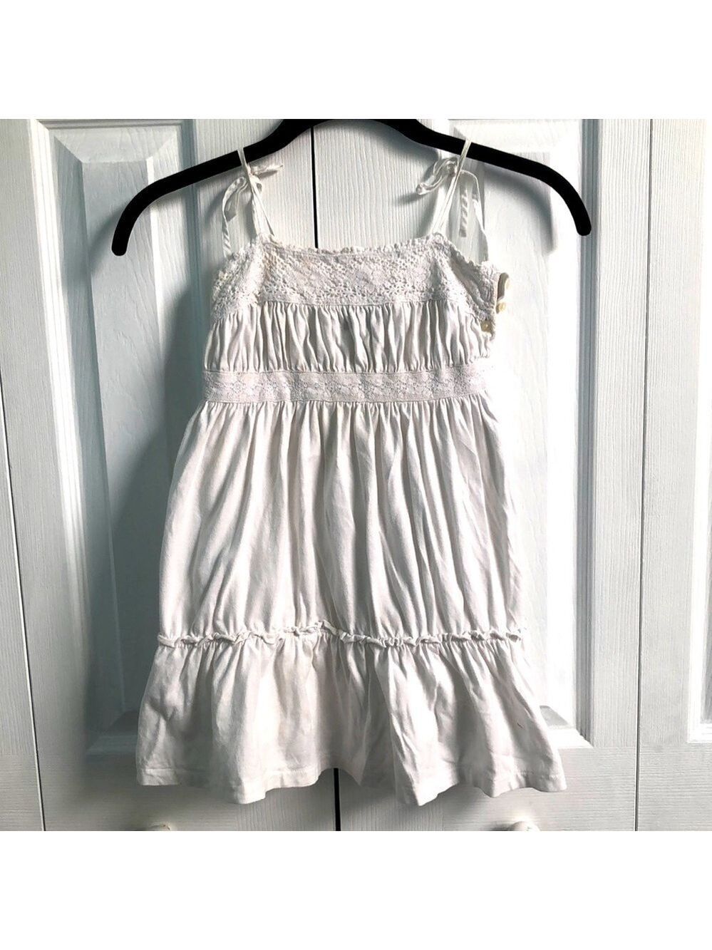 Ralph Lauren Girl's Children's Wear Crochet White Cotton Sundress Size 4/4T